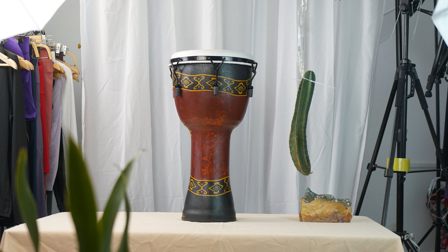 Moekes 10 Inch/12 Inch Totem Series Djembe, Goblet Drum, Chocolate