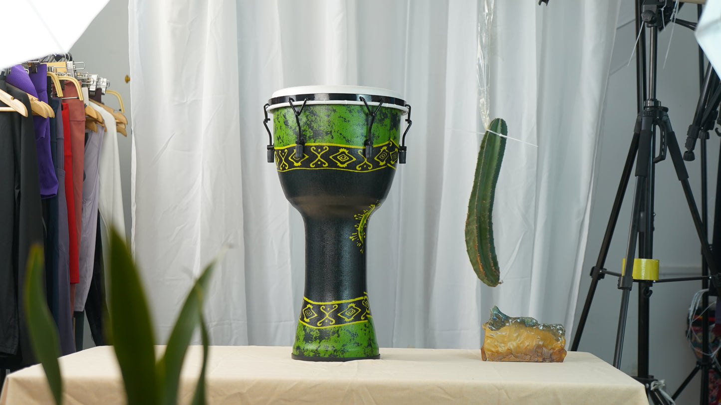 Moekes 10 Inch/12 Inch Totem Series Djembe, Goblet Drum, Green